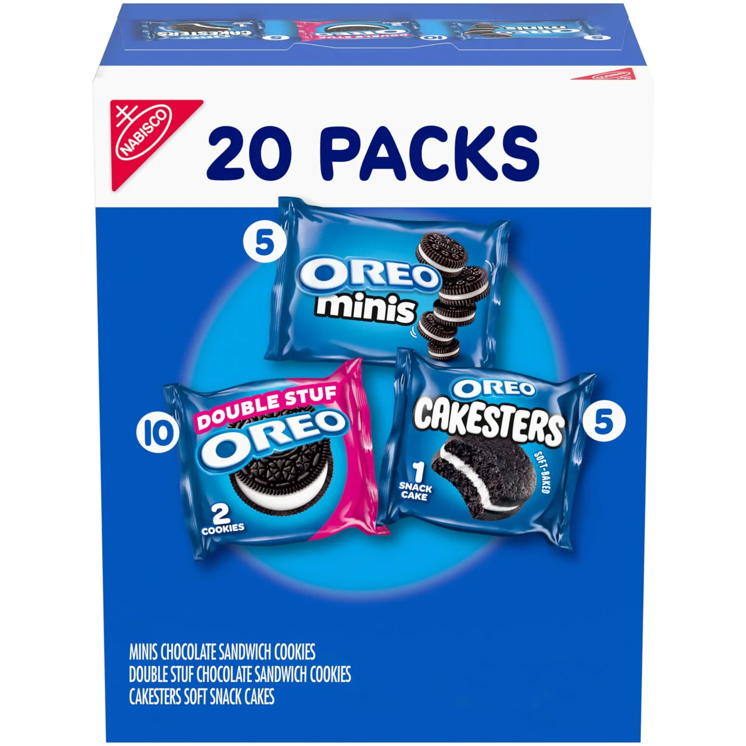 OREO Lovers Variety Pack, OREO Minis and Double Stuf Chocolate Sandwich Cookies, OREO Cakesters Soft Snack Cakes, 20 Snack Packs