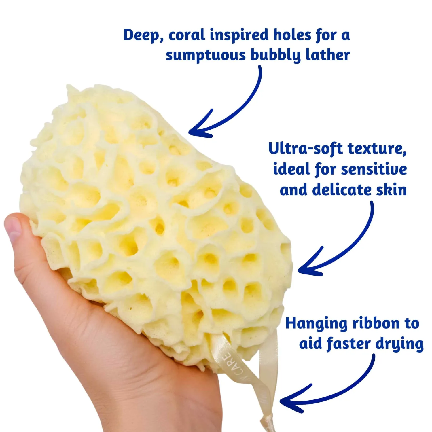 The Coral Scrubs – Family Bath Sponge, 3 Pack Sea Sponges Bath, Shower Sponge, Baby Sponges for Bath Newborn, Bath Sponges for Adults, Kids Bath Sponge.