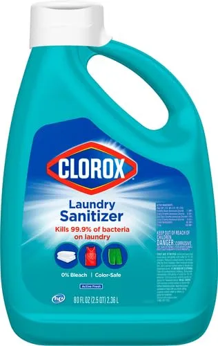 Clorox Laundry Sanitizer, 0% Bleach, Color Safe, Clean Linen, 80 Fluid Ounces (Pack May Vary)