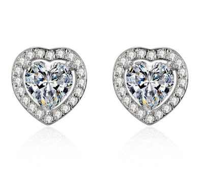 Simulated Moissanite Stud Earrings With 925 Sterling Silver Posts And Six-Prong Setting