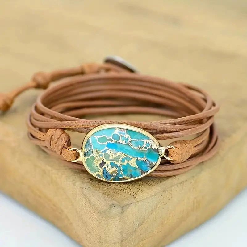 Retro-style Fashionable And Creative Turquoise Womens Braided Bracelet