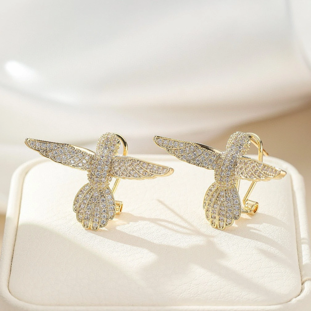 Micro-pave Zircon Bird Earrings With A Light, Luxurious And High-end Vibe