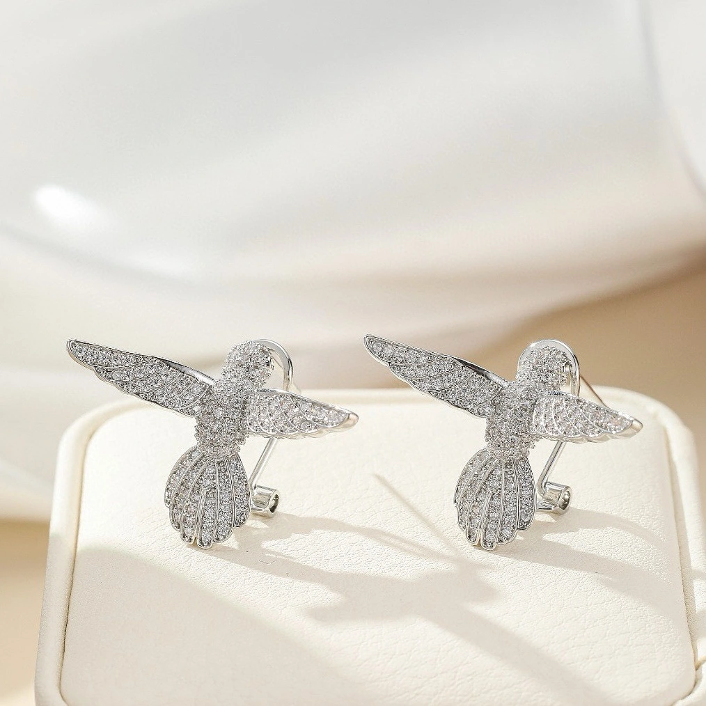 Micro-pave Zircon Bird Earrings With A Light, Luxurious And High-end Vibe