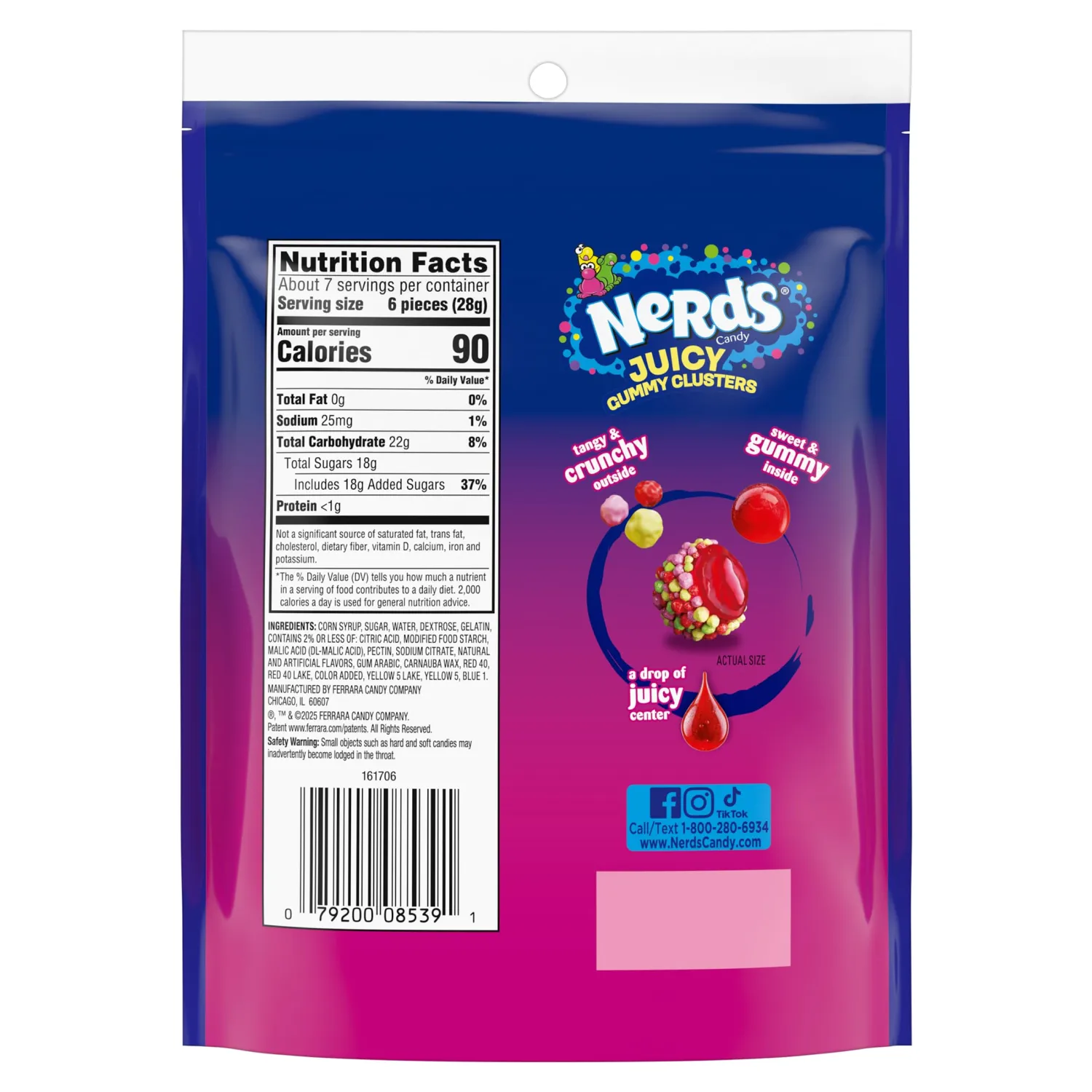 NERDS Juicy Gummy Clusters, Strawberry Punch, Juicy and Gummy Candy, 1 Stand Up Bag, for Snacking and Sharing, 7.15 oz (Pack of 2)