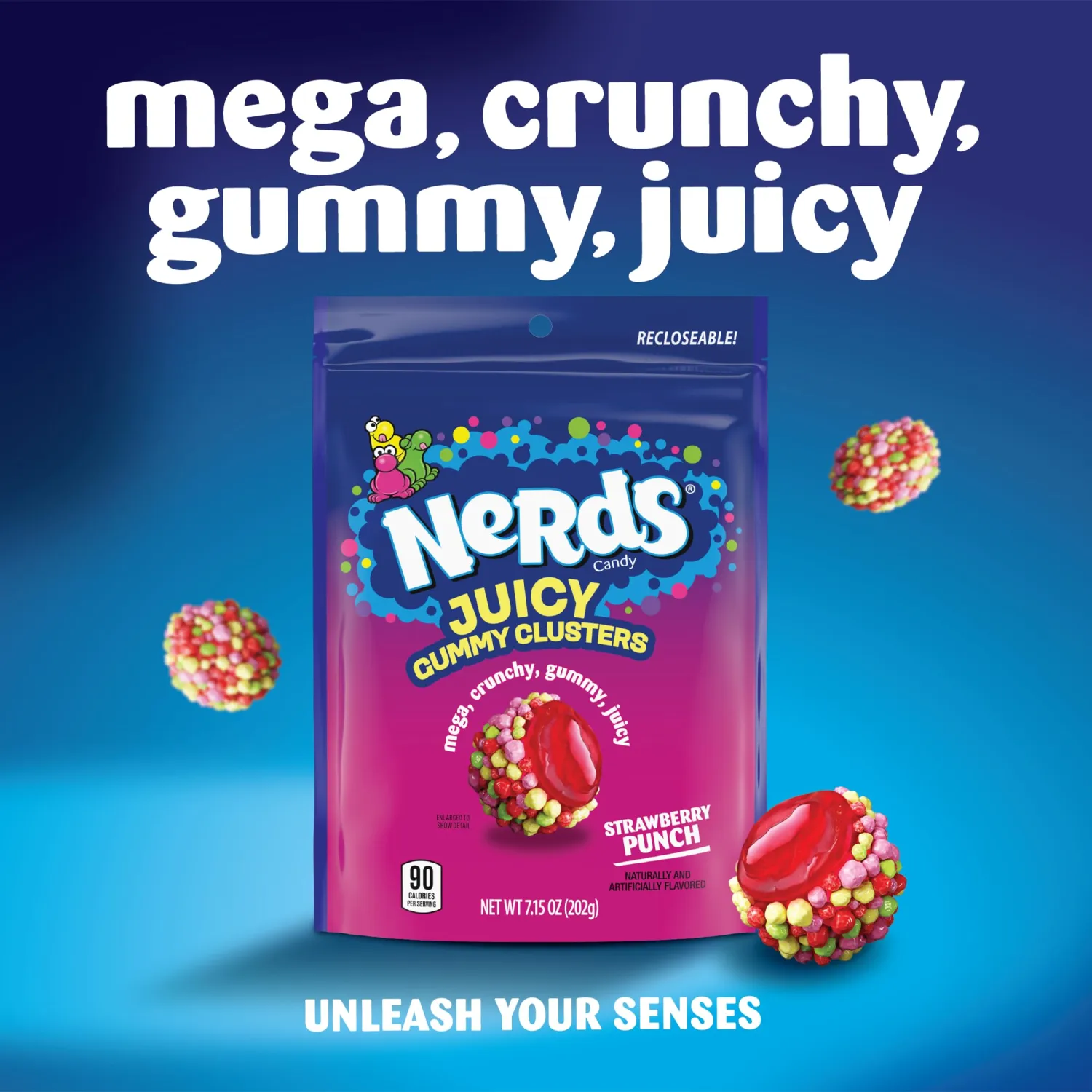 NERDS Juicy Gummy Clusters, Strawberry Punch, Juicy and Gummy Candy, 1 Stand Up Bag, for Snacking and Sharing, 7.15 oz (Pack of 2)