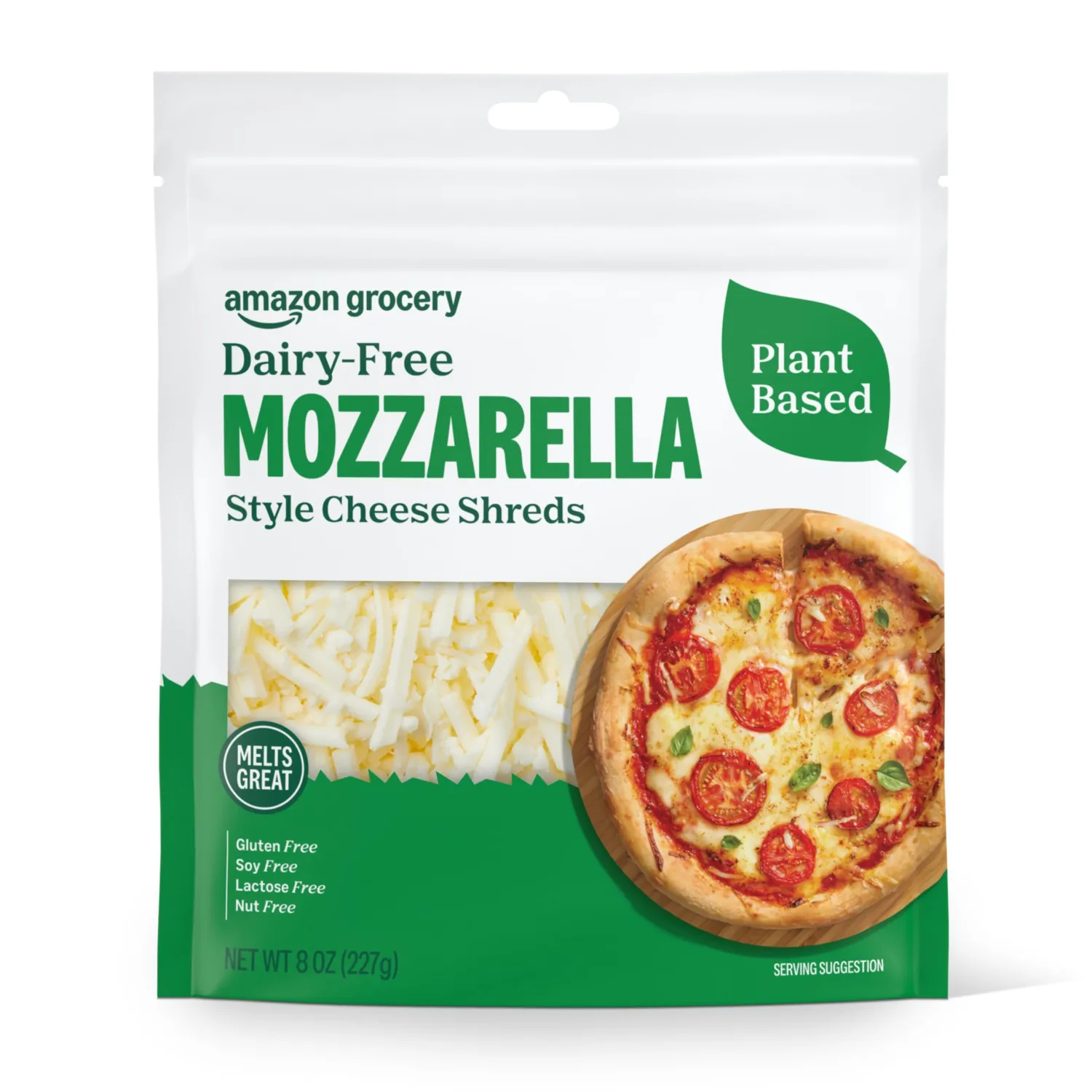 Amazon Fresh, Plant Based Shredded Mozzarella Cheese, 8 Oz