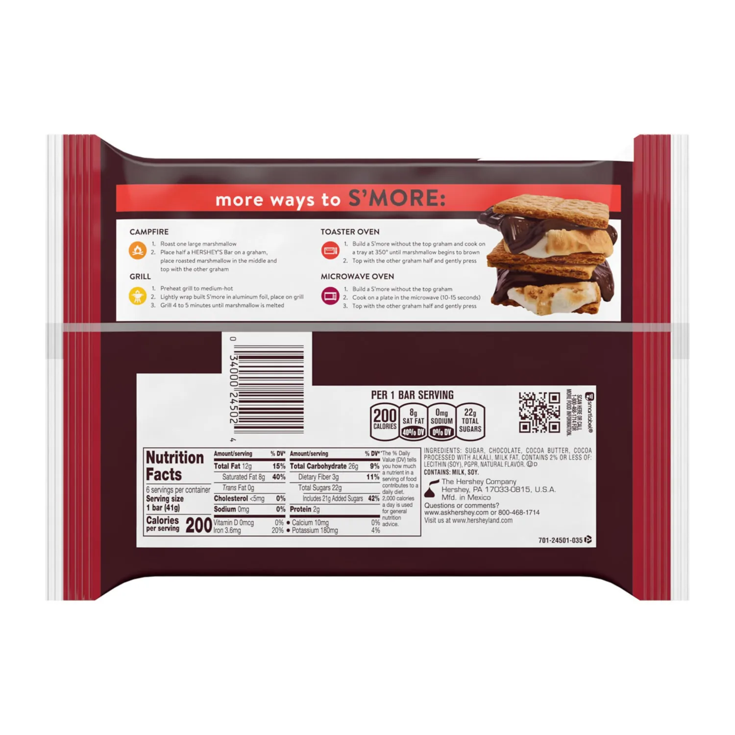 HERSHEY'S SPECIAL DARK Mildly Sweet Chocolate Candy Bars, 1.45 oz (6 Count)