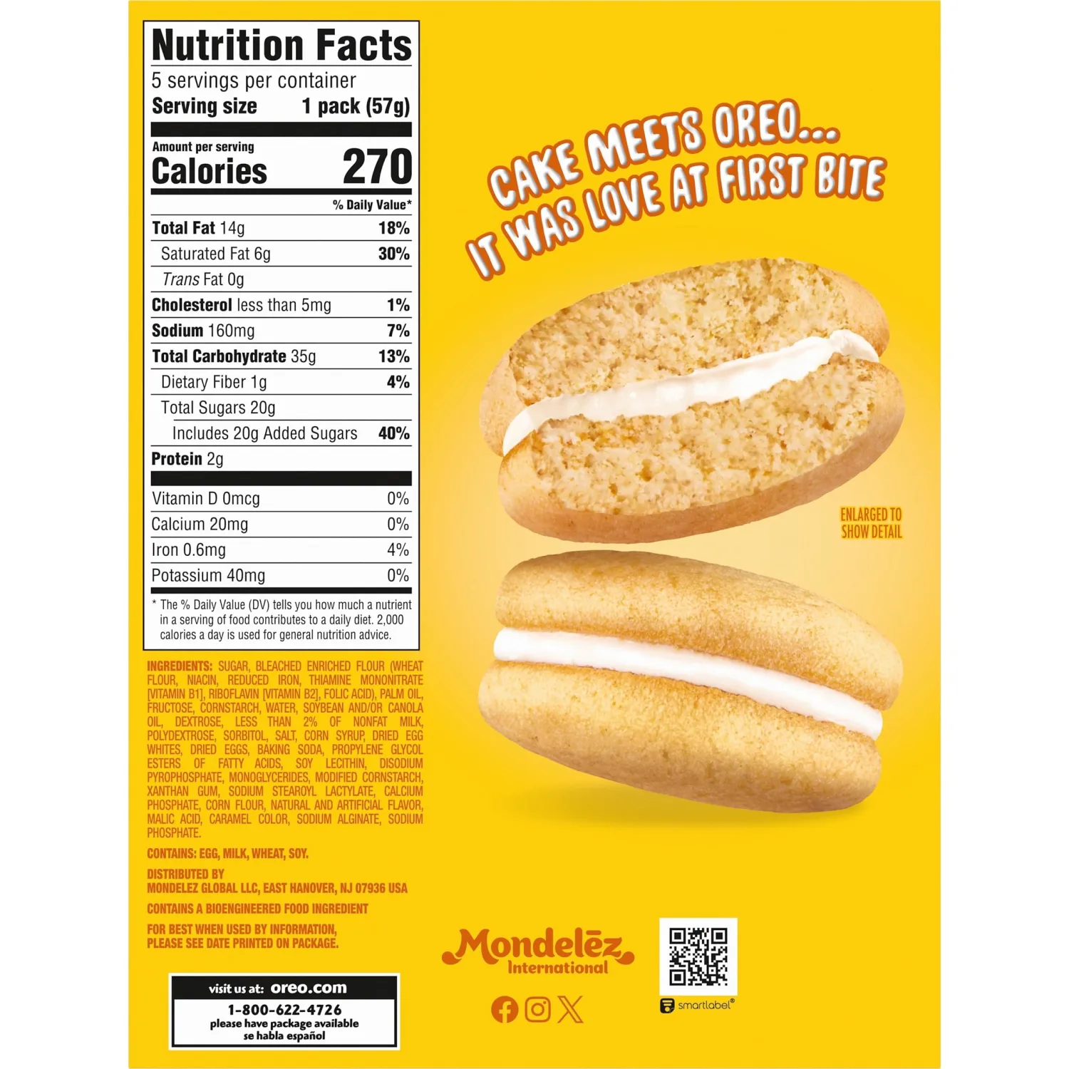 OREO Golden Cakesters Soft Snack Cakes, 5-2.02 oz Snack Packs