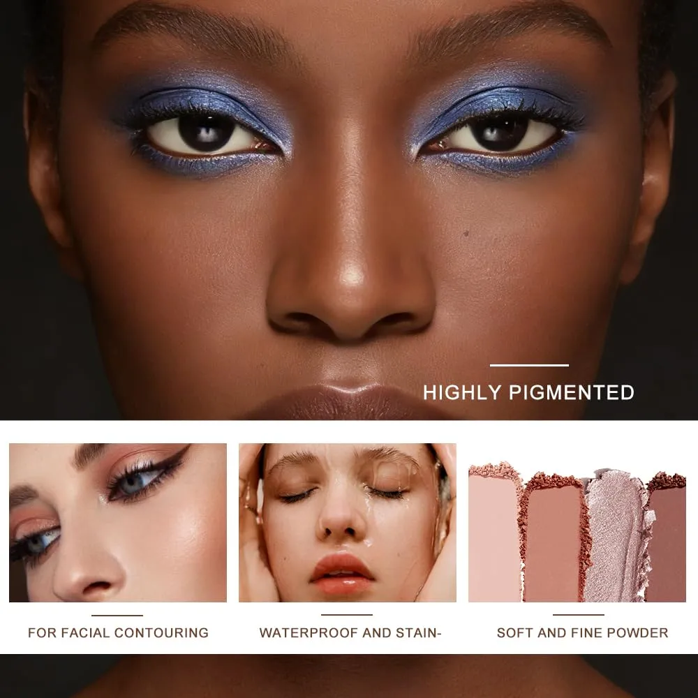 4-Pack Single Eyeshadow Set, 3 Matte & 1 Glitter Neutral Brown Nude Shades, Waterproof Long-Lasting Silky Smooth Highly Pigmented Blendable Eye Shadow Makeup for Daily Natural & Party Look-03