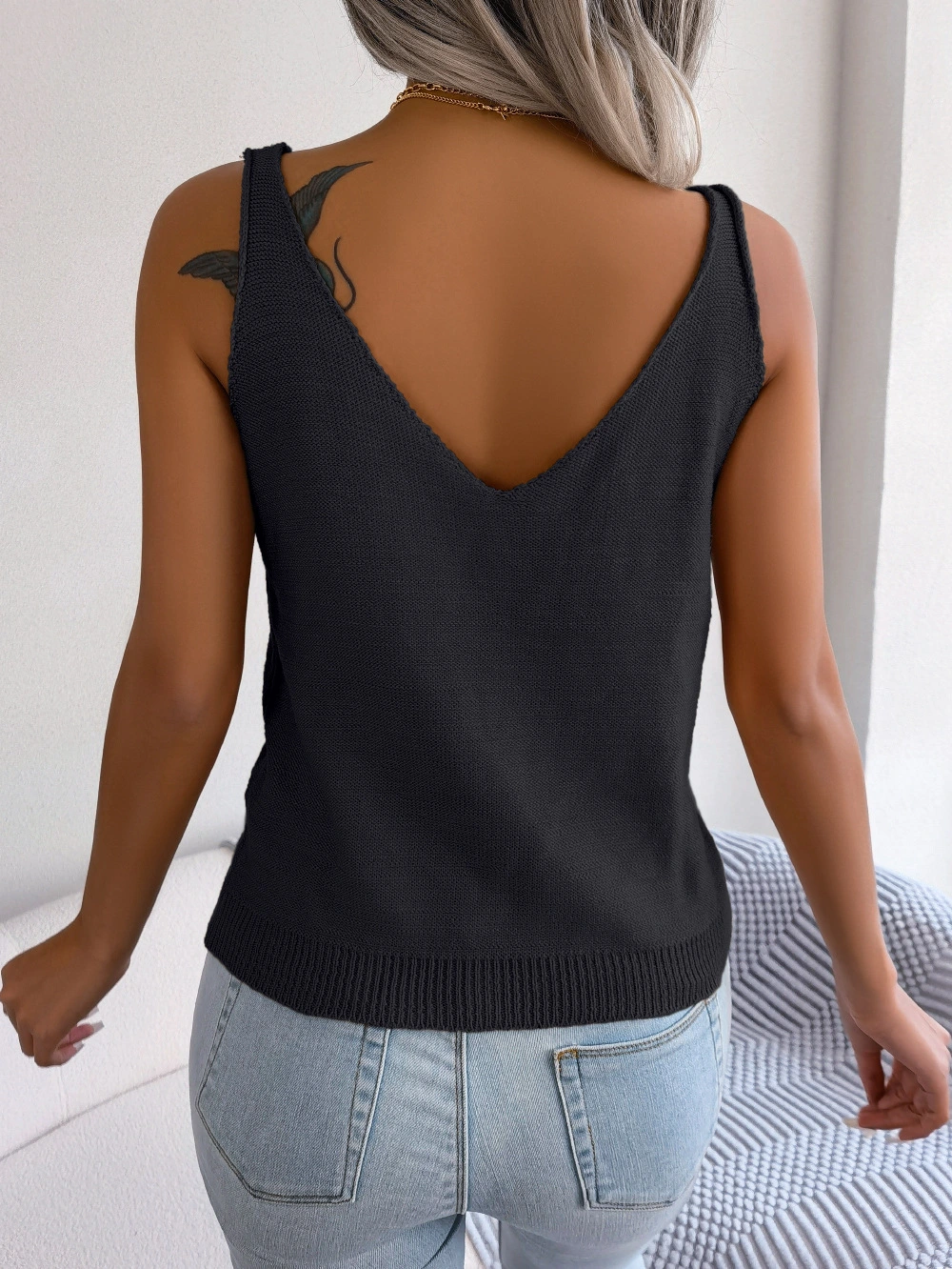 Women   Casual V-Neck Cable Knit Hollow Out Vacation Knit Top