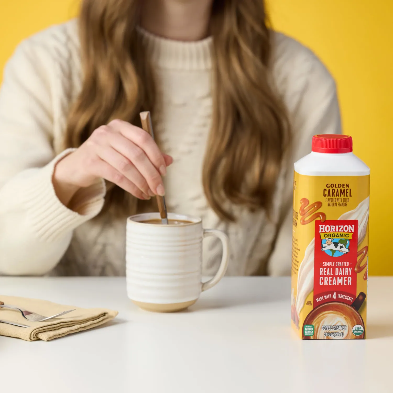 Horizon Organic Real Dairy Golden Caramel Coffee Creamer, Rich and Creamy Coffee Creamer Made With Organic Milk and Cream, 24 fl oz Carton