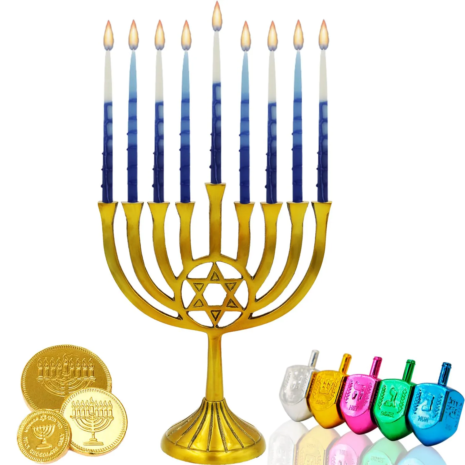 The Dreidel Company 2-Pack, 45 Dripless Deluxe Tapered Pastel Blue and White Hanukkah Menorah Candles for All 8 Nights of Chanuka 1 Hour Burn Time