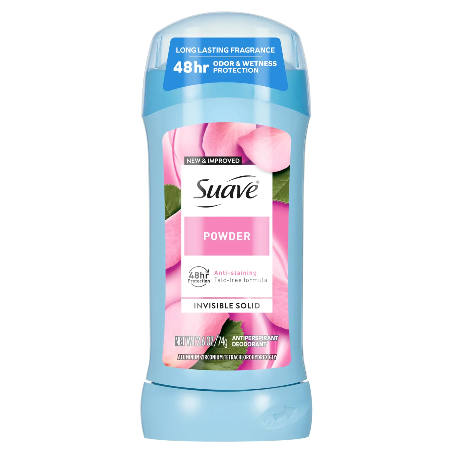 Suave Deodorant For Women, Powder, Antiperspirant & Deodorant Stick 48-hour Odor and Wetness Protection for Women 2.6 oz