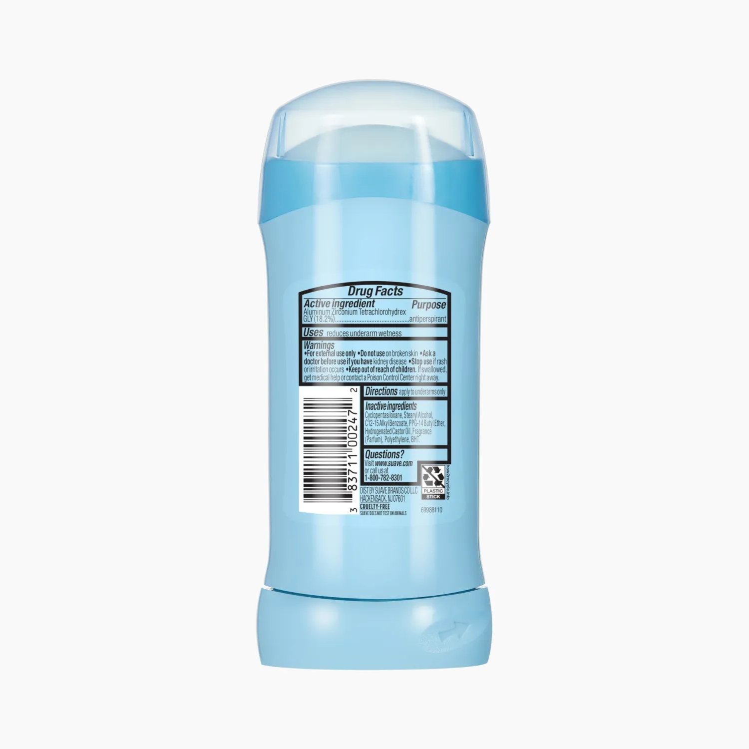 Suave Deodorant For Women, Powder, Antiperspirant & Deodorant Stick 48-hour Odor and Wetness Protection for Women 2.6 oz