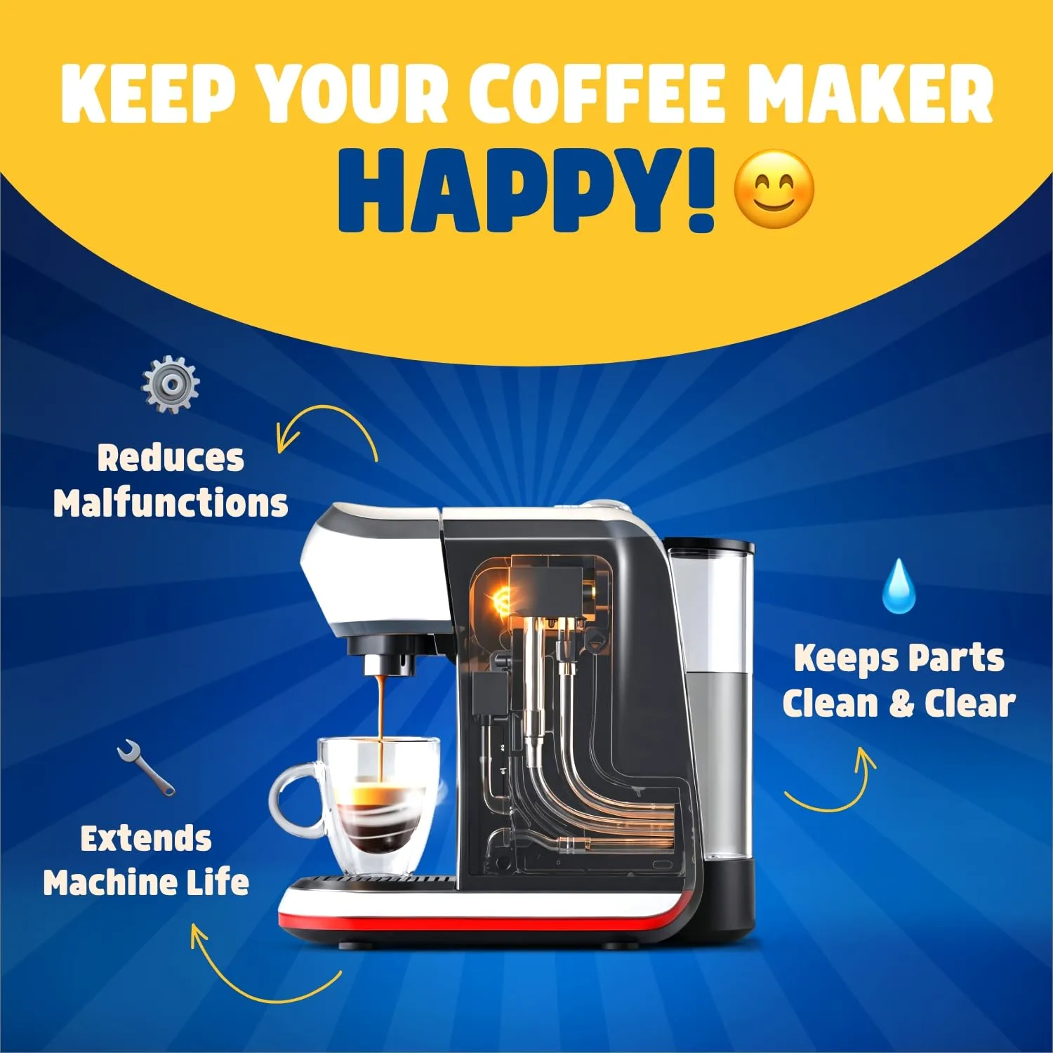 Coffee Maker Descaler - Easy to Use Coffee Machine Tablets Compatible with All Major Brands - Fast Acting Descaling Tablets Preserves Brew Flavor & Machine Longevity (12 Count)
