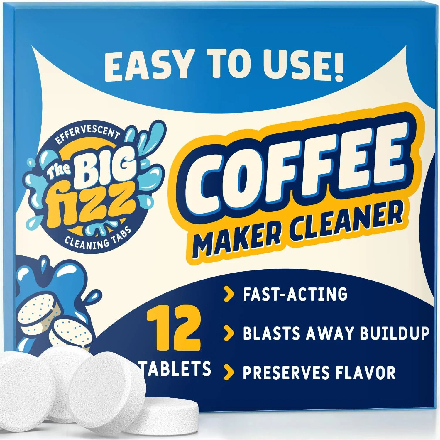 Coffee Maker Descaler - Easy to Use Coffee Machine Tablets Compatible with All Major Brands - Fast Acting Descaling Tablets Preserves Brew Flavor & Machine Longevity (12 Count)
