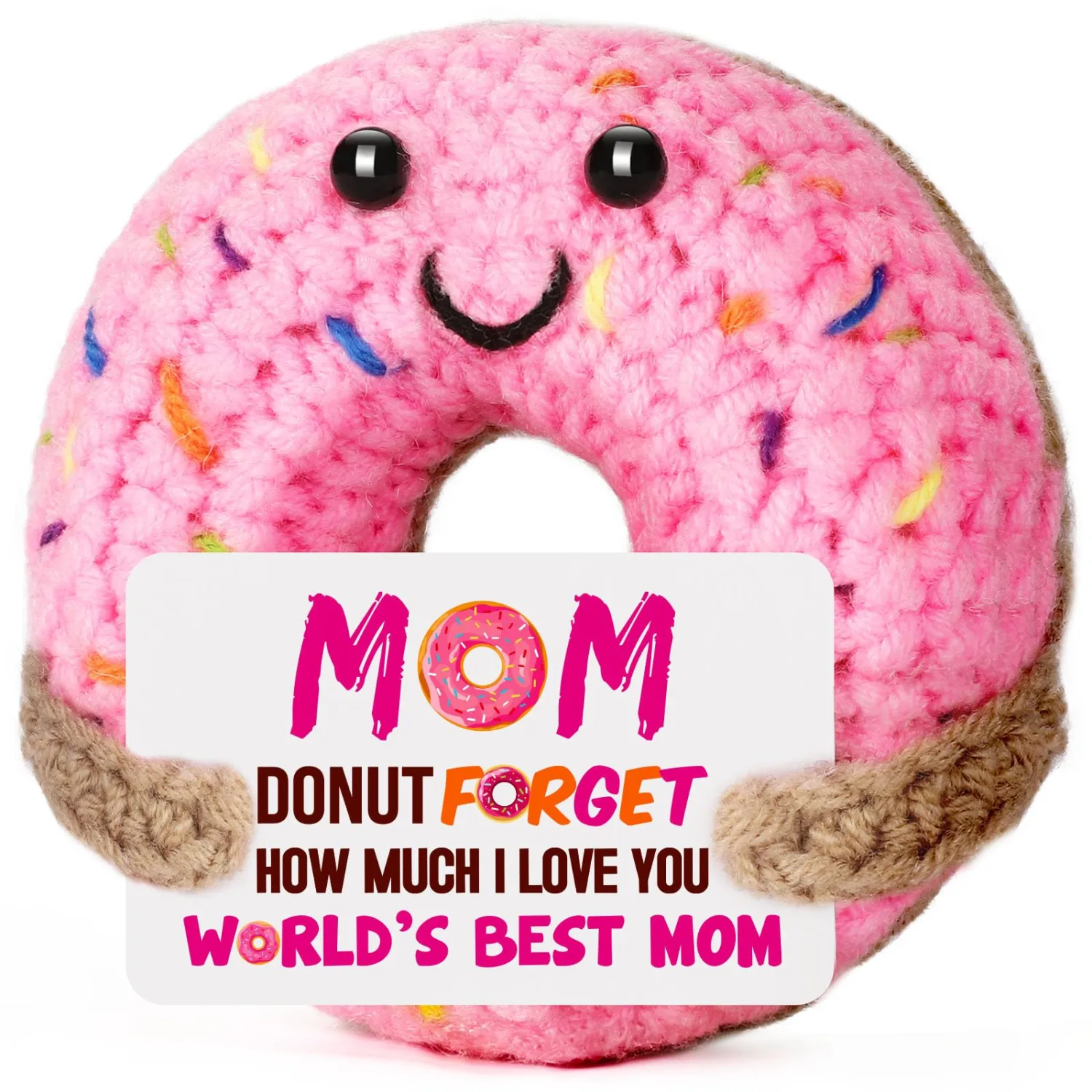 Mom Gifts for Mothers Day - Funny Mother's Day Birthday Easter Basket Handmade Crochet Donut Gift for Mama Mother Mom Mommy from Daughter Son