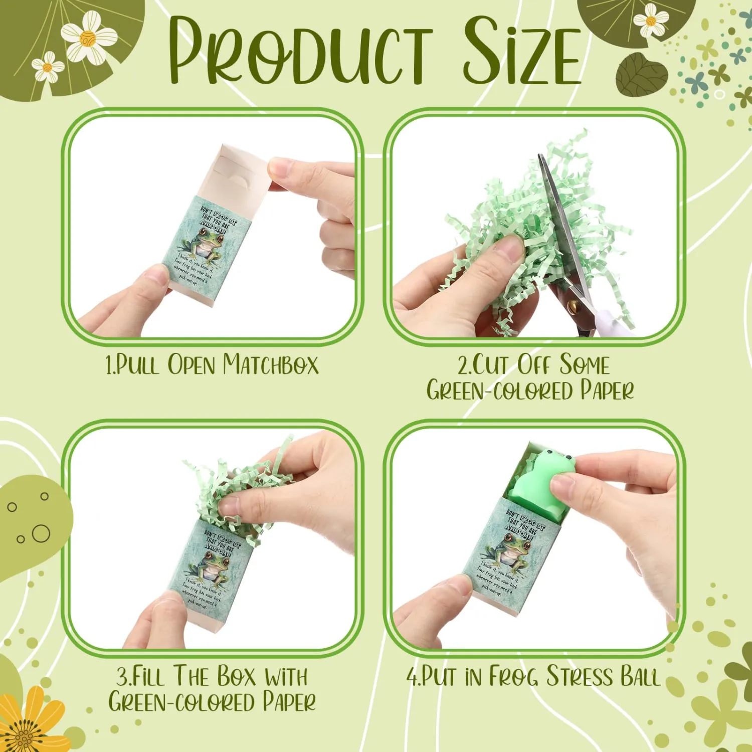 Wettarn 24 Sets Positive Gifts Frog Stress Balls with Support Boxes You are Awesome Party Favors for Passover Birthday Christmas Valentines Stuffers Office Prizes Green Desk Decor