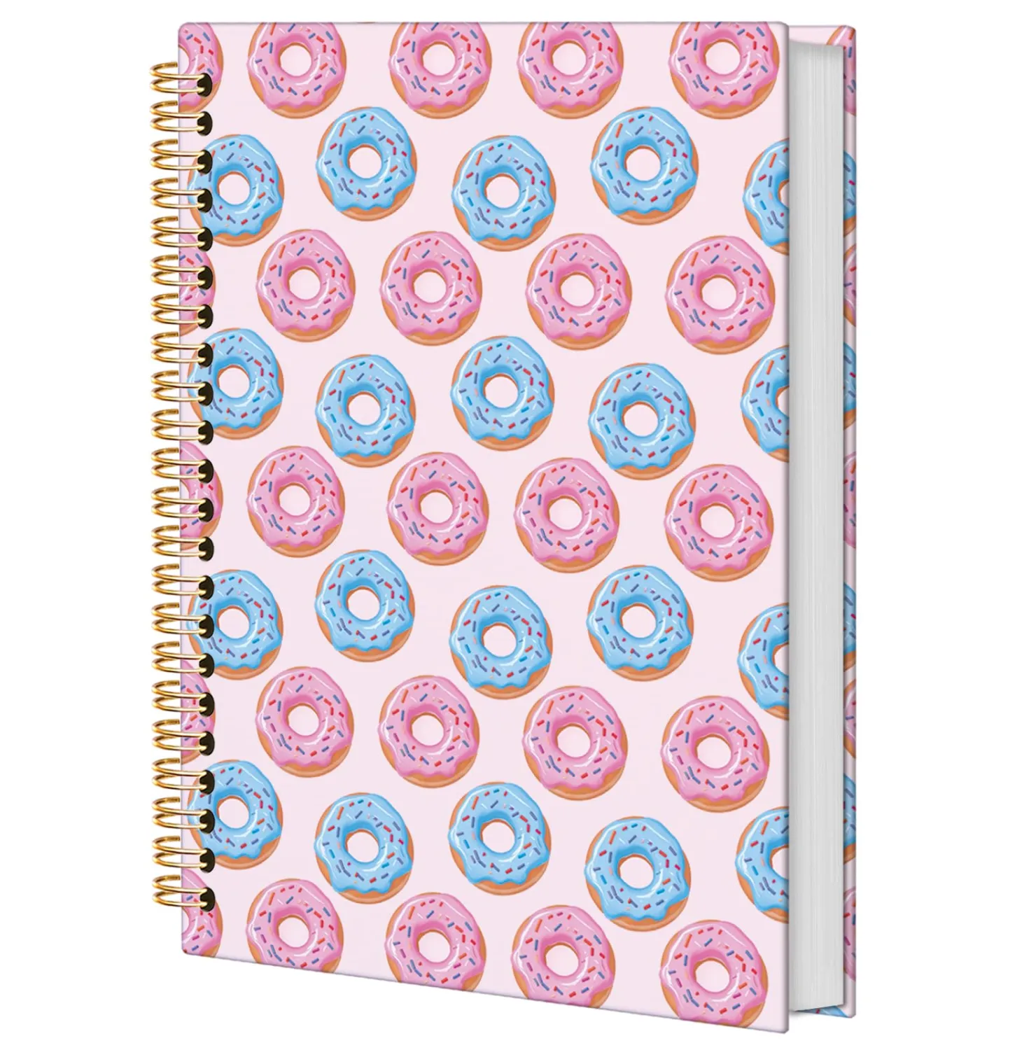 Donut Spiral Notebook, Kids Notebooks for Girls, Girly Cute Donut Journals for Writing, Preppy Pink and Blue Dessert Notebook for Note Taking, Cute Office Supplies, 5.5x8.3 Inch