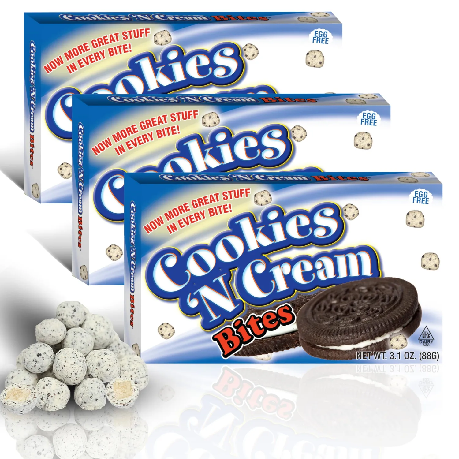 Cookie Dough Bites Cookies N Cream Flavored Candy | 3.1 oz (Pack of 3) | The Original Edible Cookie Dough | Movie Theater Candy