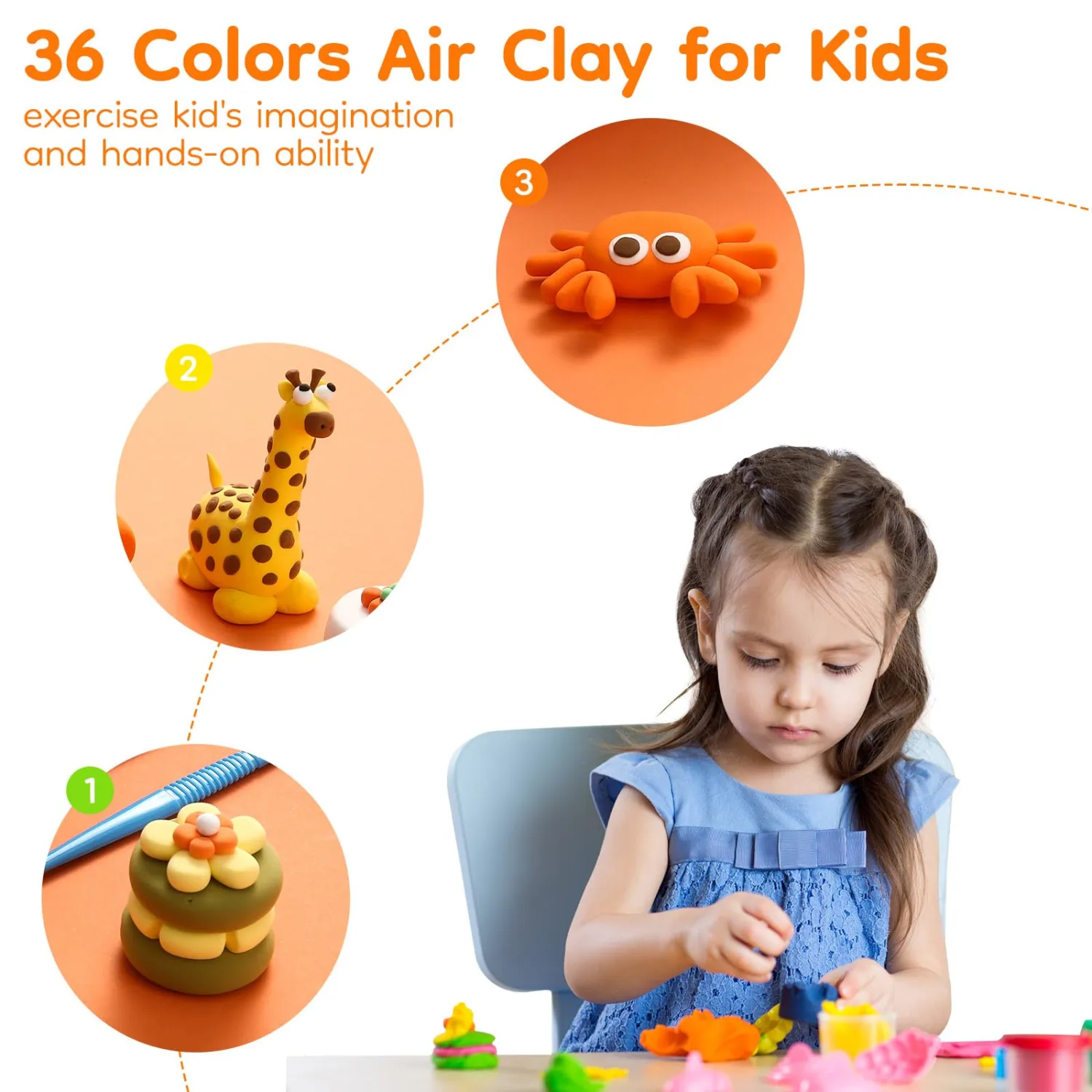 M&G 36 Colors Air Clay Kits for Kids, Multi-Colors Safe & Non-Toxic Air Clay with Single Box-Packed with Sculpting Tools, DIY Modeling Clay for Kids Art Crafts Boys Girls，Christmas Gifts