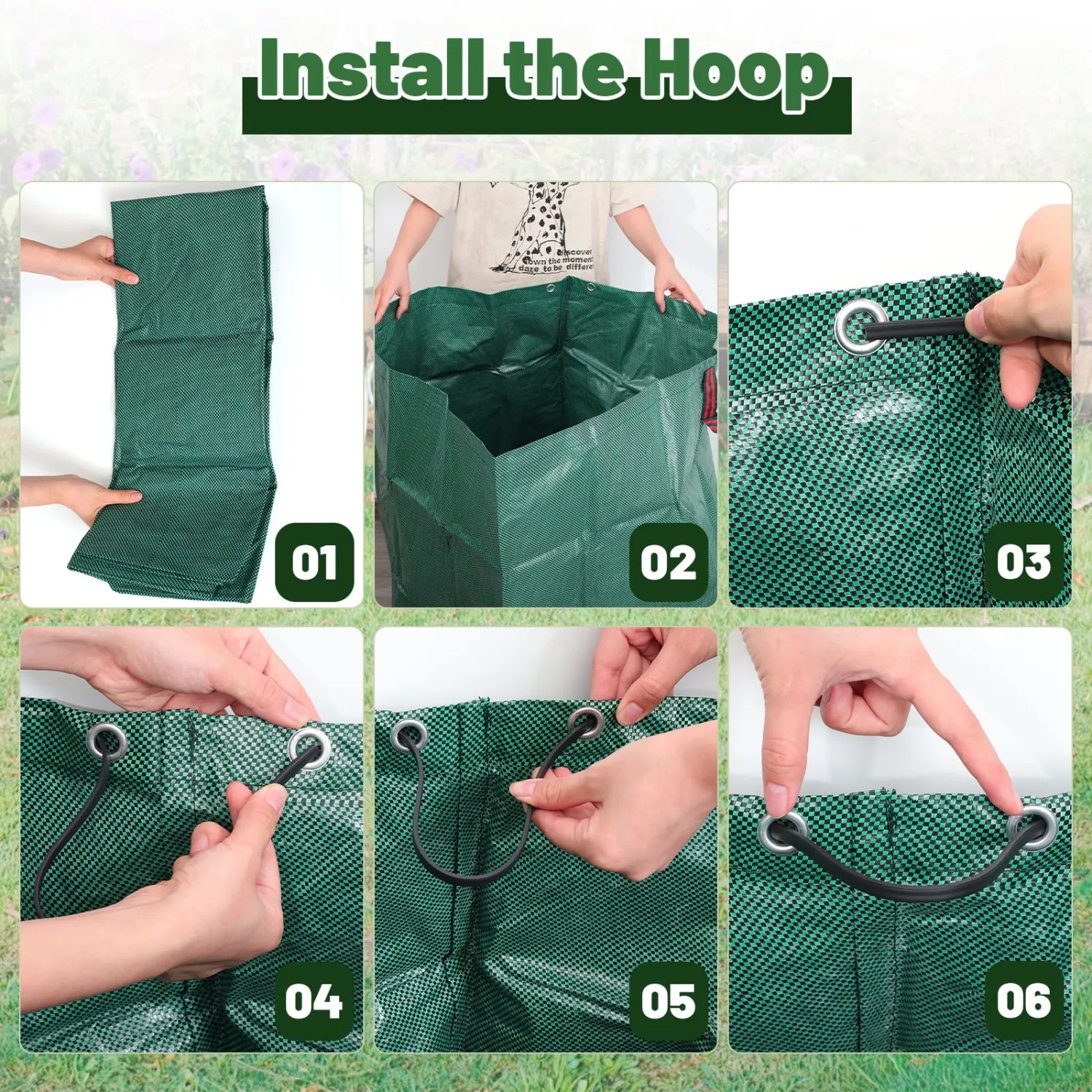 72 Gallons Reusable Yard Waste Bags, 2 Packs Lawn and Leaf Bags With Reinforced Handles, Collapsible Garden bag For Leaves,Grass,Storm Debris,Construction Waste, Standable&Foldable