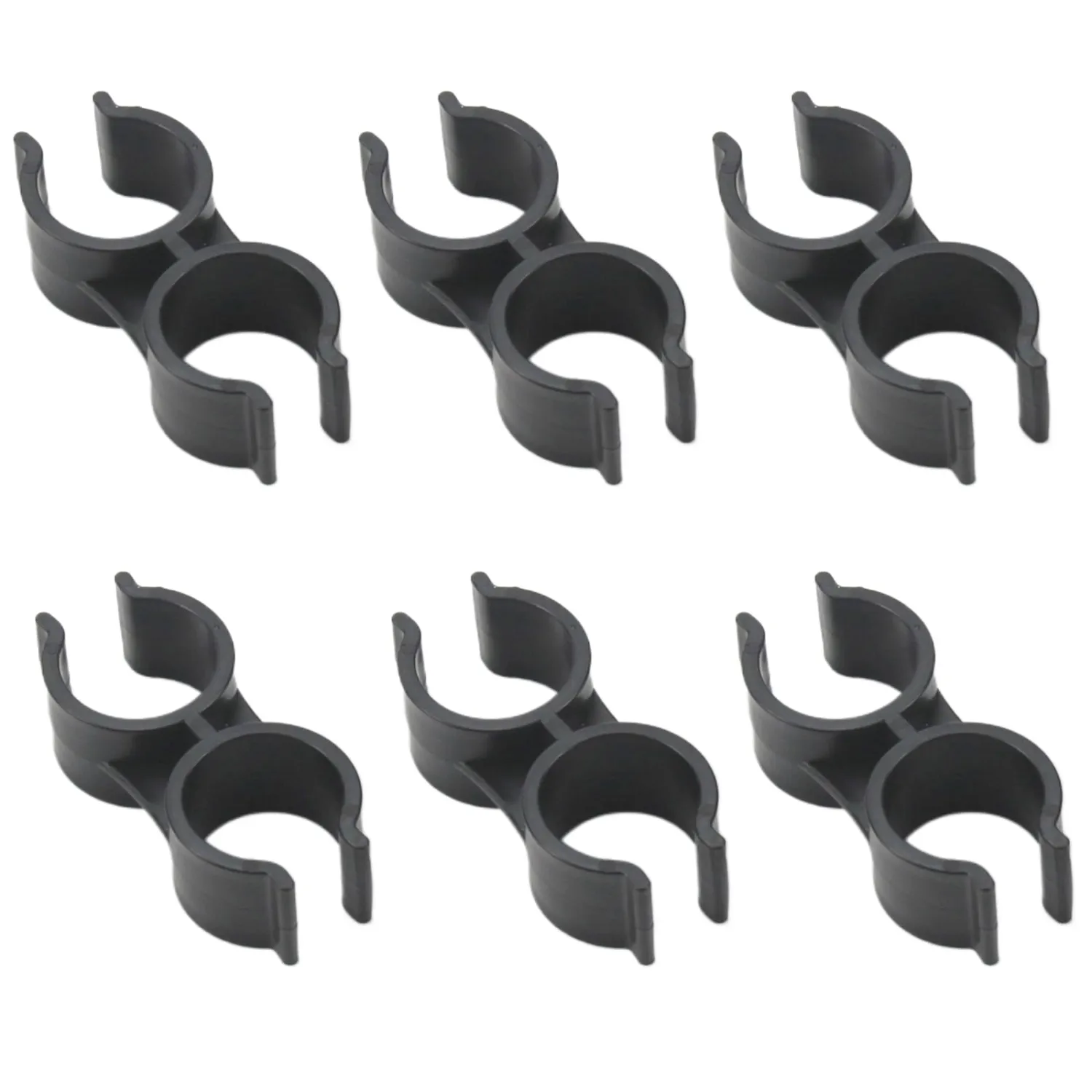 6Pcs Double Pipe Clamp Connectors for Broom and Dustpan,Plastic Shelf Pole Fastener Clips,Fits 18-20mm Diameter Pipes,Ideal for Warehouse,Supermarket,and Home Organization