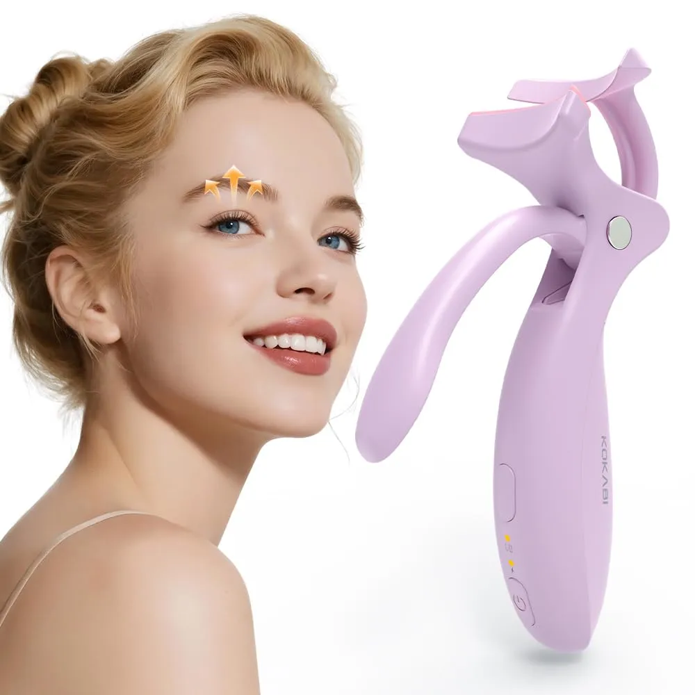 KOKABI Heated Eyelash Curler: Fast 10s Heat up, 24 Hours Long Lasting, Electric Lash Curler with Temperature Control, Safe Anti-Burn Eye Lash Curler, Quick Natural Curling Lashes (Purple)