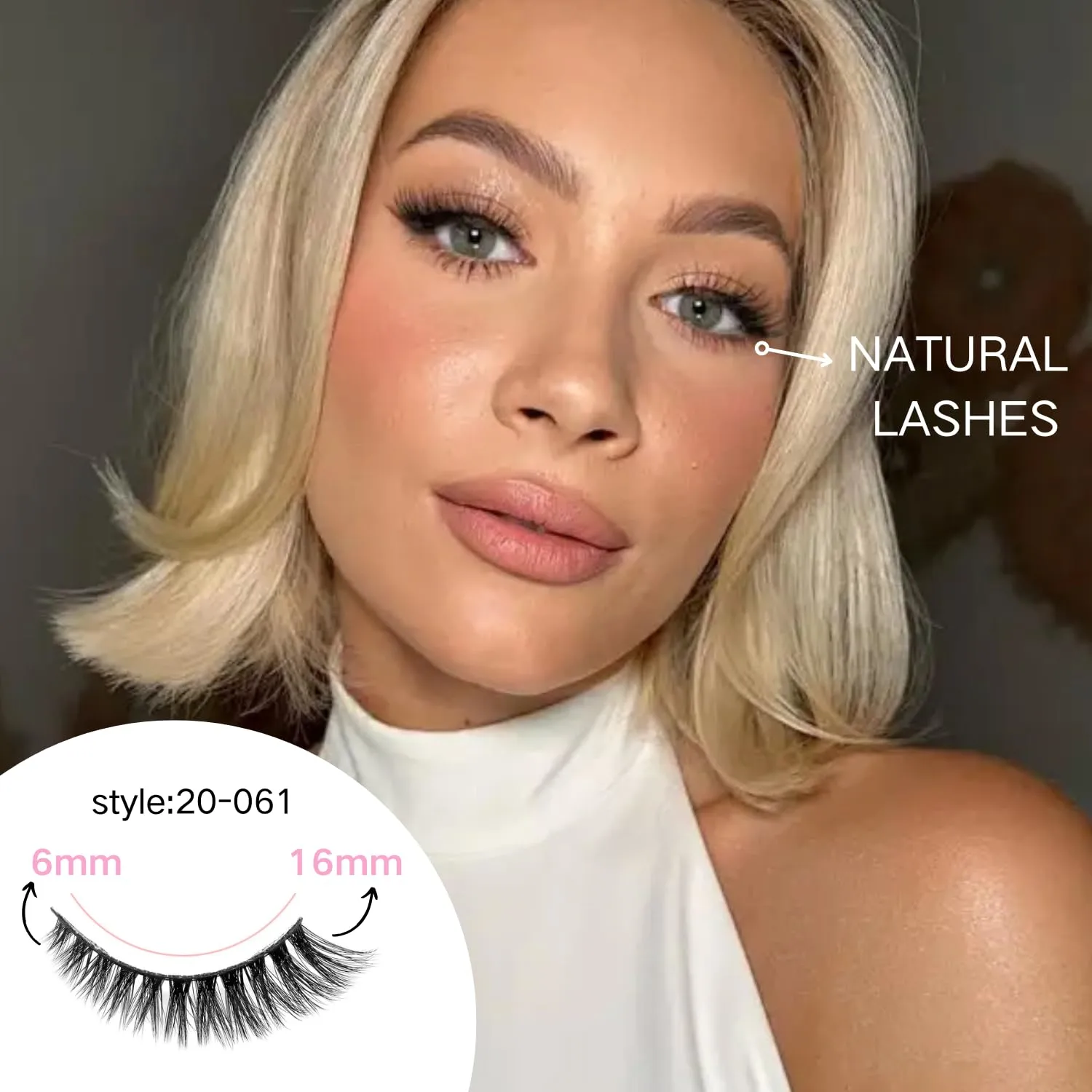 False Eyelashes 20 Pairs Wispy Lashes Faux Mink Lashes 14mm 3D Fluffy Cat Eye Lashes （style 20-061)