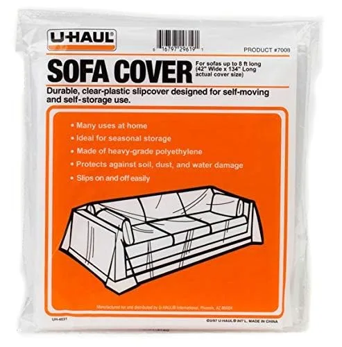 U-Haul Moving & Storage Sofa Cover (Fits Sofas up to 8' Long) - Water Resistant Plastic Sheet Couch Protection - 42" x 134" (1-Pack)