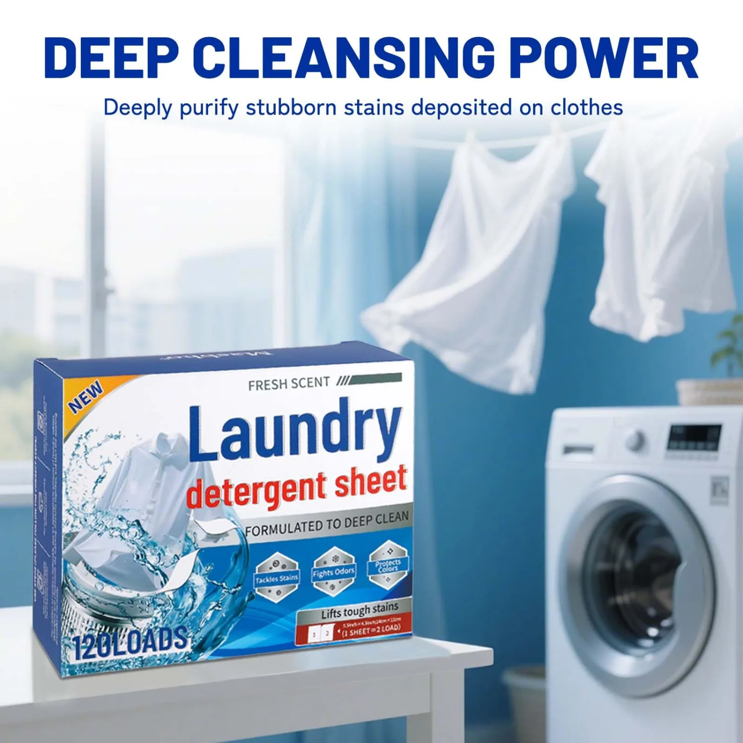 120PCS Luxury Laundry Detergent Sheets - Deep Clean Stain Fighting Laundry Sheet Paper, Laundry Sheets, Laundry Sheet Paper, Dissolvable Washing Powder Sheets for Home, Apartment, Travel (120PCS)
