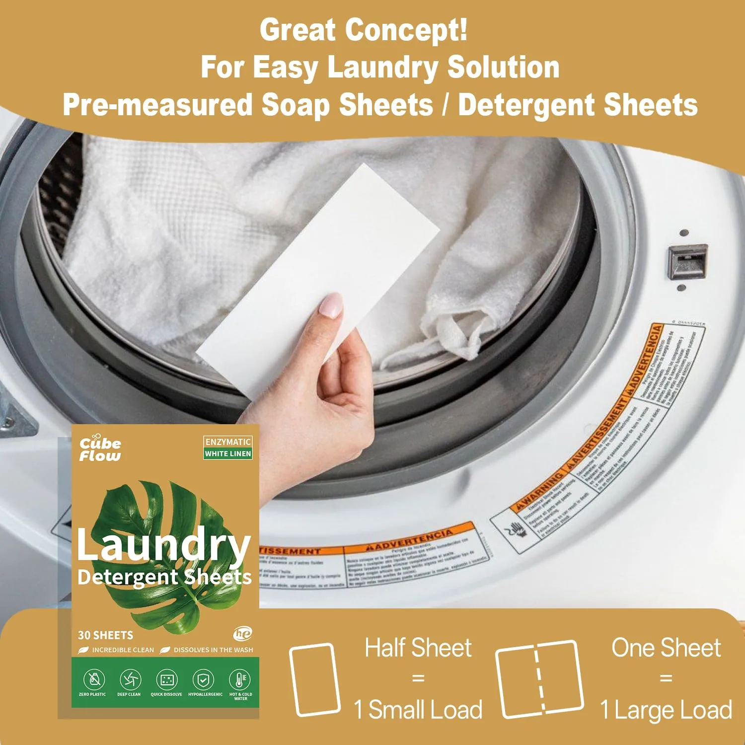 Linen Scented Laundry Detergent Sheets | 60 Loads | Natural Freshness & Deep Cleaning | Liquidless, Pre-Measured Eco Sheets | Hypoallergenic & Travel Friendly
