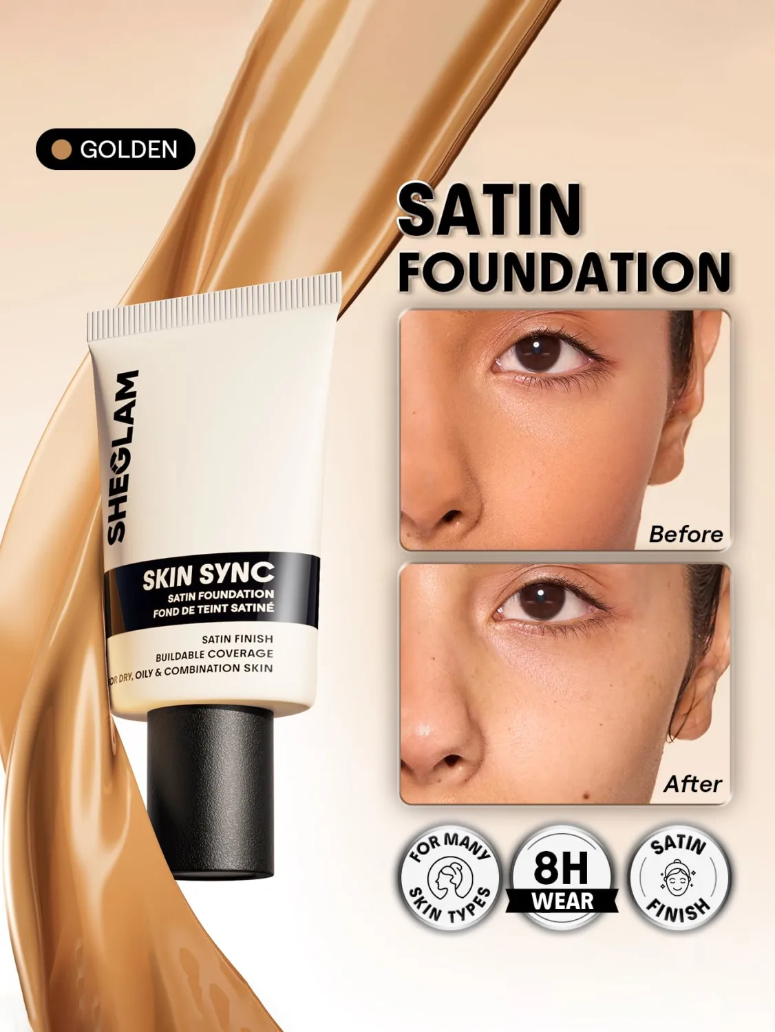 SHEGLAM Skin Sync Satin Foundation-Golden