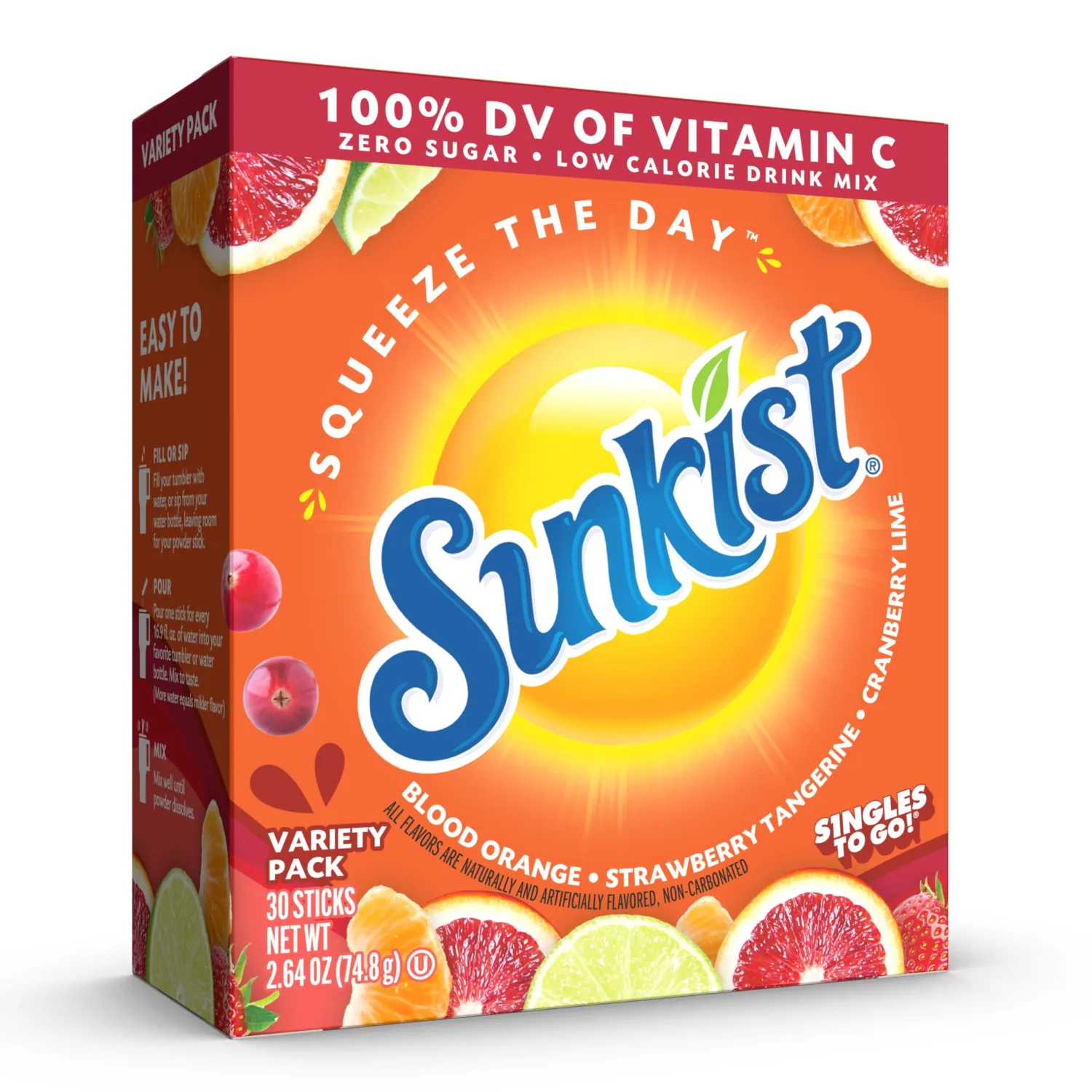 Sunkist Soda Variety Pack, Singles To Go VIT C (30 Total Sticks)