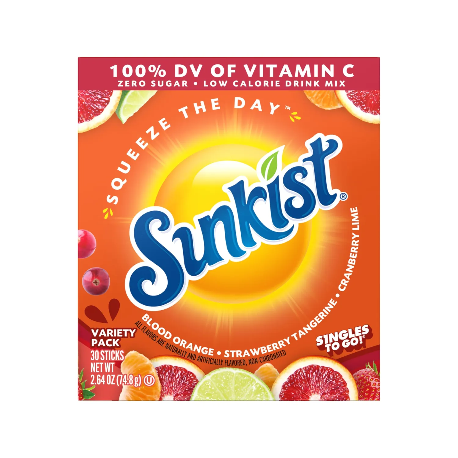 Sunkist Soda Variety Pack, Singles To Go VIT C (30 Total Sticks)