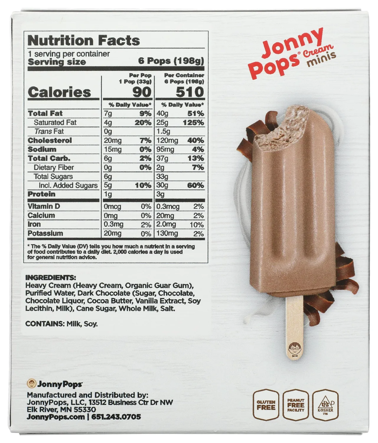 Jonnypops, Mini Chocolate Fudge Bars, 6.75 Ounce