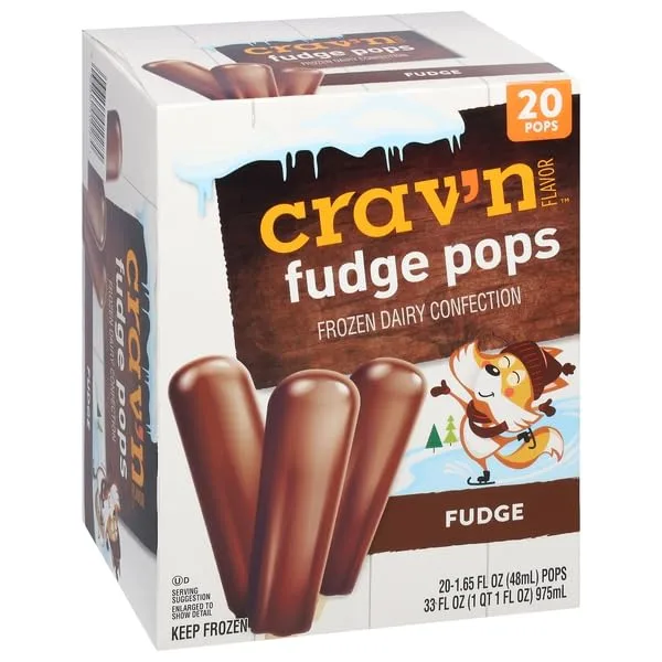 Crav'n Flavor, Frozen Dairy Confection Fudge Pops, 20 Count