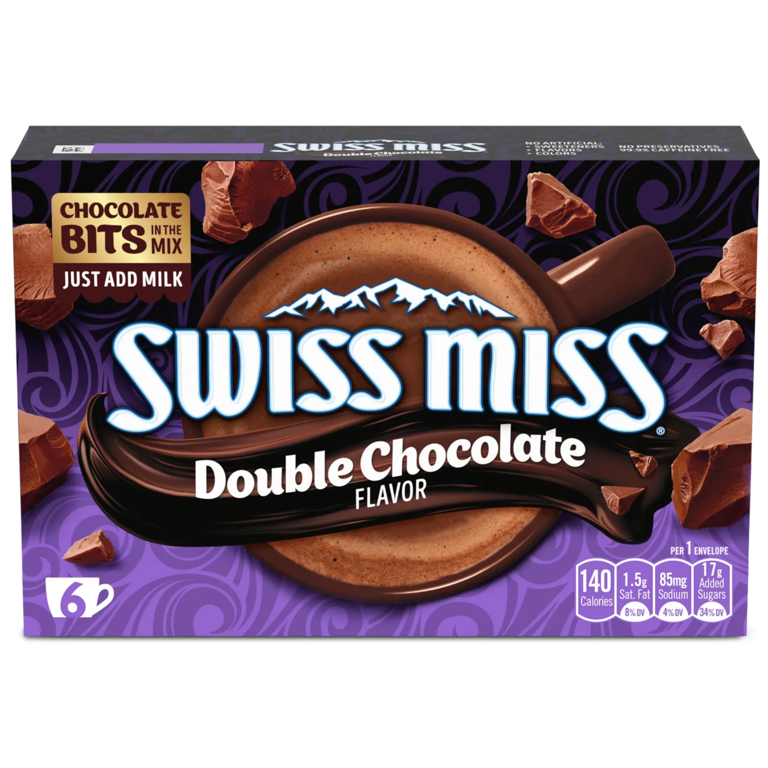 Swiss Miss Double Chocolate Flavored Hot Cocoa Mix, 1.18 oz., 6-Count Envelopes