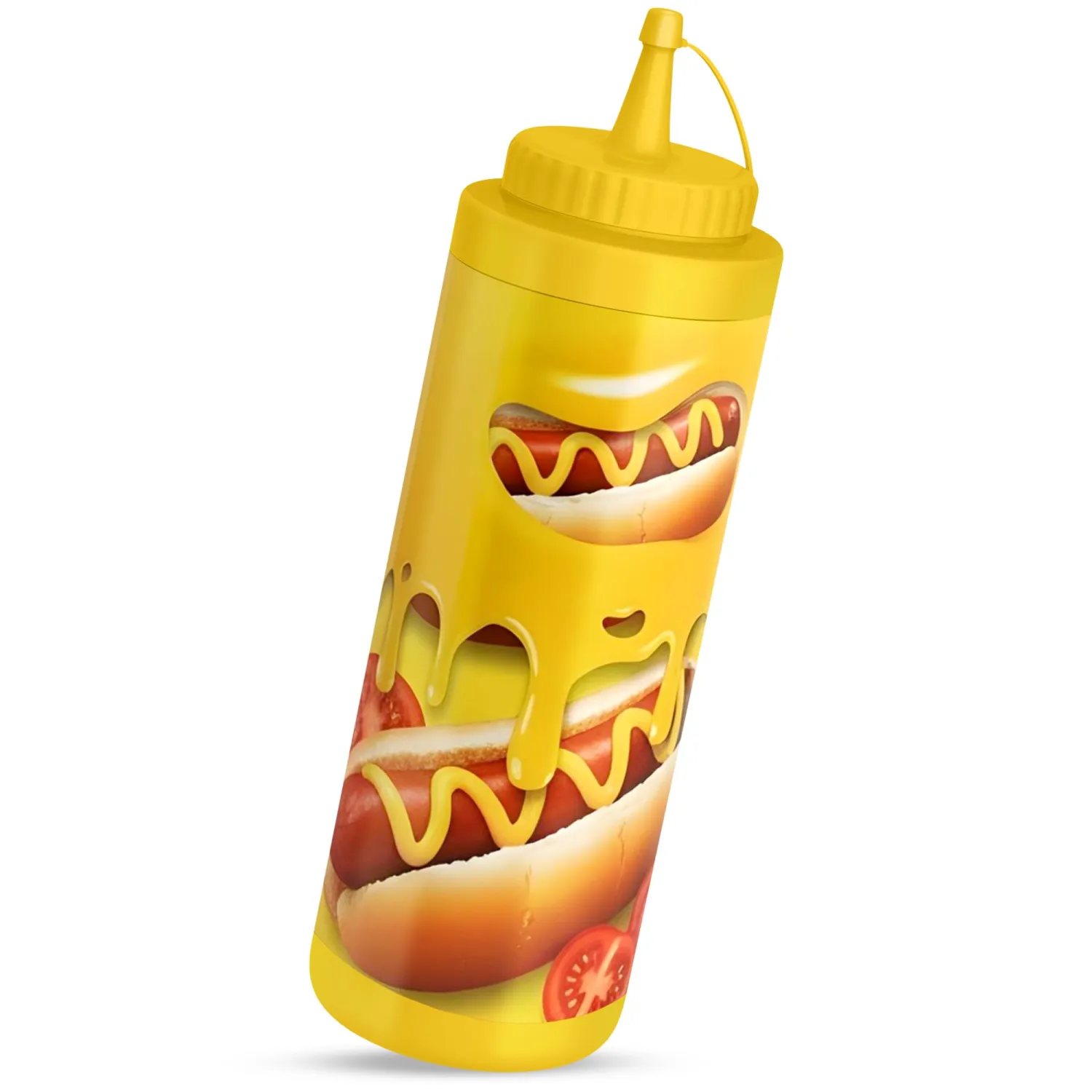 COMPAC HOME Decorated Sauce Dispenser, 12 oz, Yellow (Yellow, 1, Count)