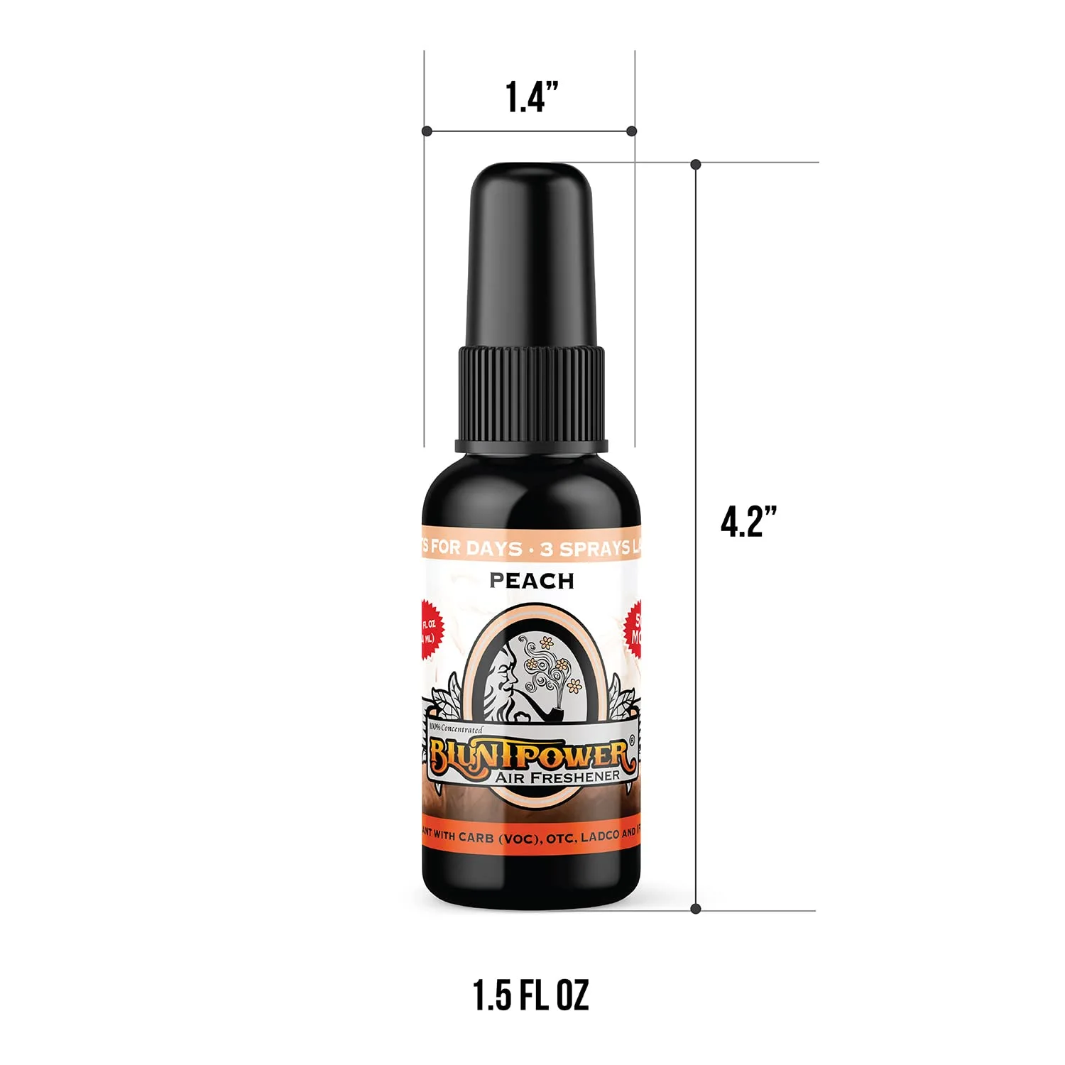 BluntPower (Peach, 1 Pack) Concentrated Odor Eliminator & Diffuser Oil - Room Deodorizer, Odor Eliminator, Air Freshener - Premium Oil Based Air Freshener