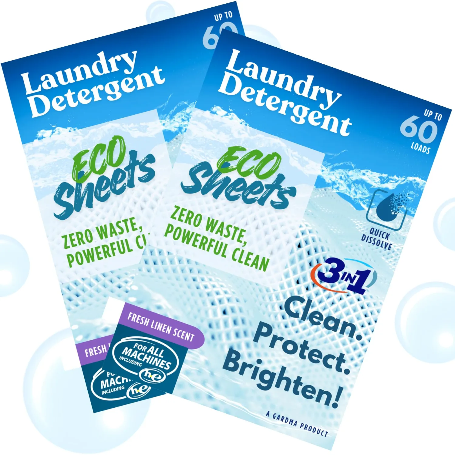 Laundry Detergent Sheets Fresh Linen Scent - 120 Loads Eco Liquidless Soap - Travel-Friendly for Hot & Cold Cycles, Tackles Tough Stains & Odors - Gentle on Skin, 120 Sheets