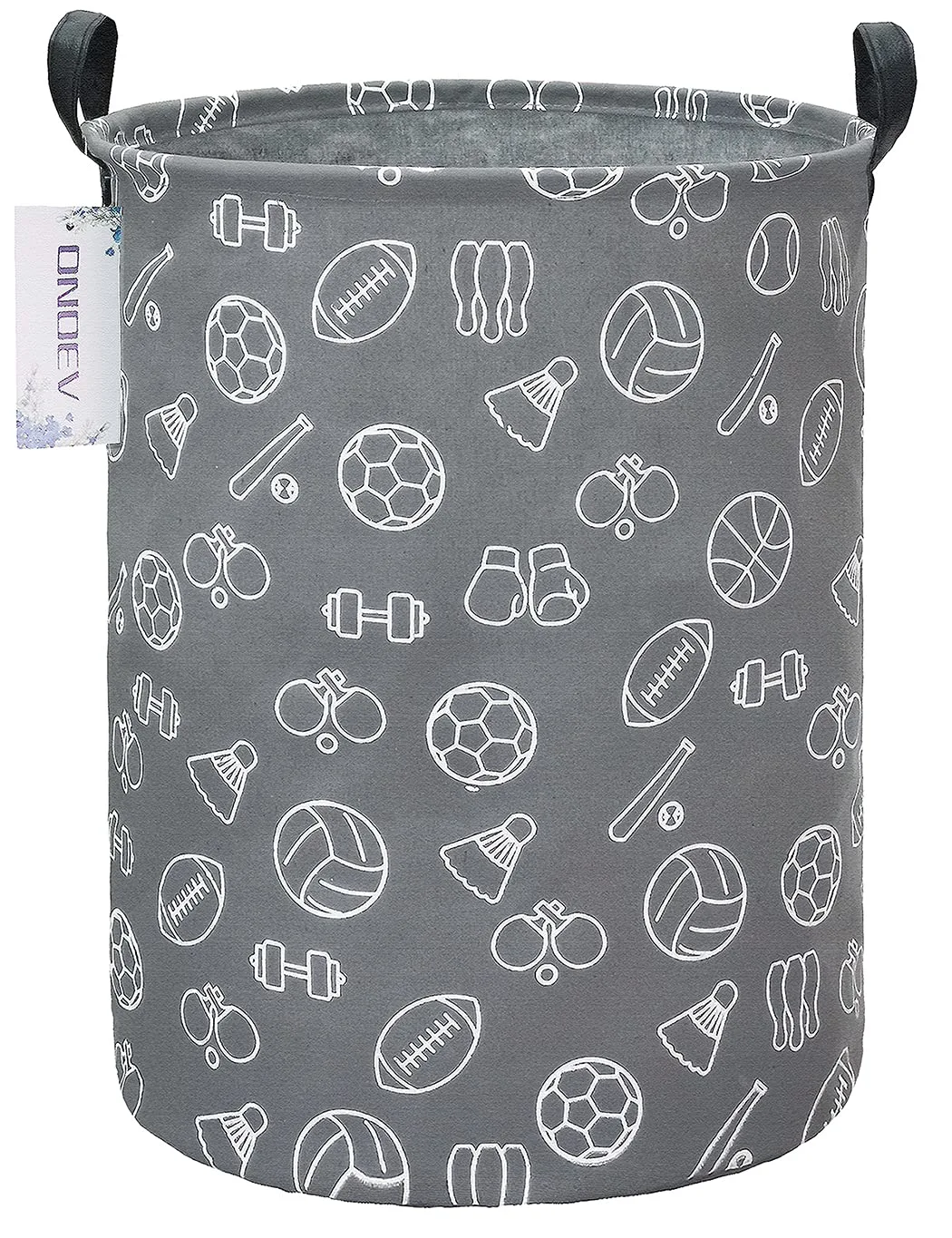 Round Waterproof Laundry Basket、Foldable Storage Basket、Laundry Hampers with Handle、Gift Basket,Suitable for Children's Room and Toy Storage (Grey Sports Ball)