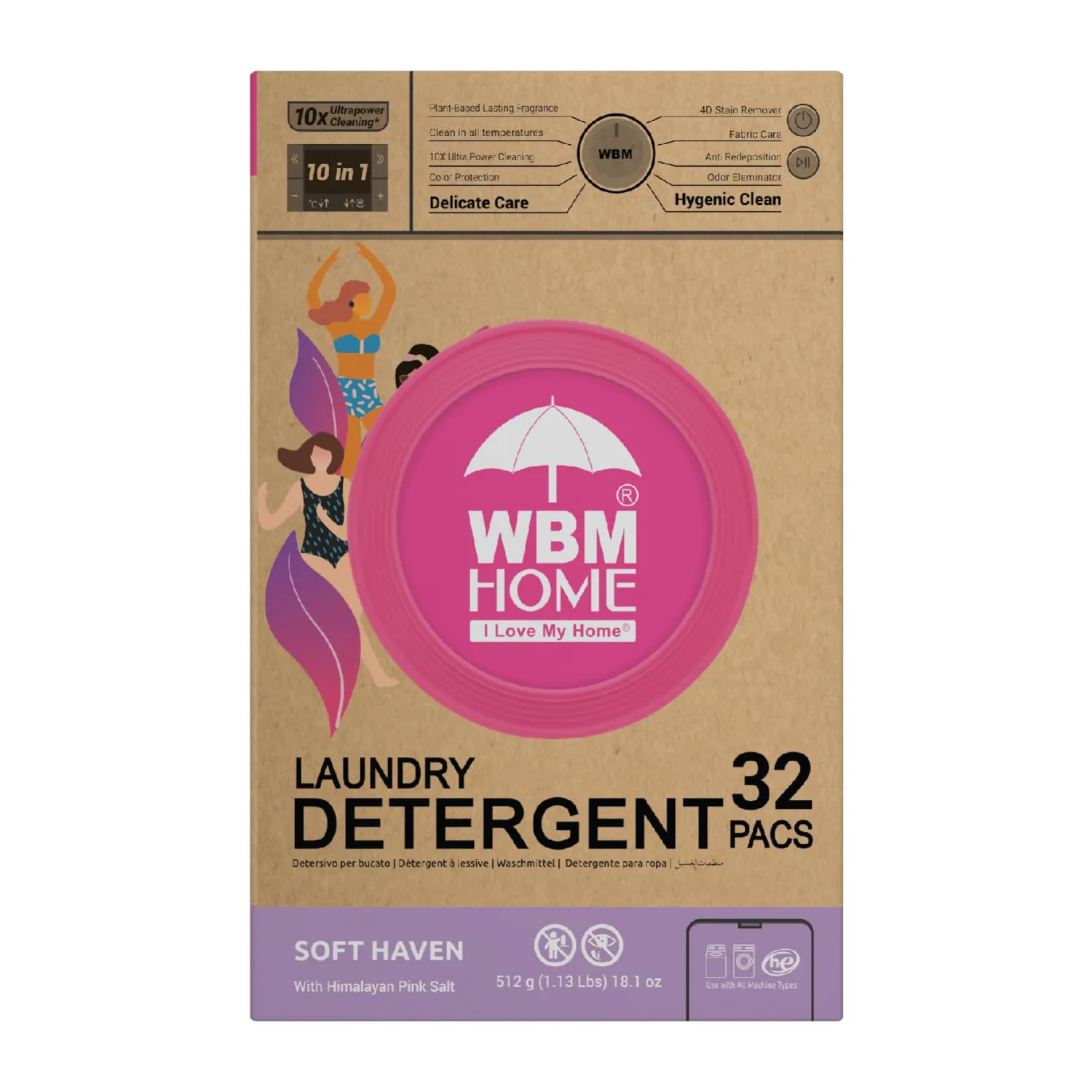 WBM Laundry Pods, 32 Count | Specially Designed for Undergarments With Soft Heaven Fragrance | Laundry Detergent Pods Formulated With Plant-Based Formula and Gentle Stain Remover
