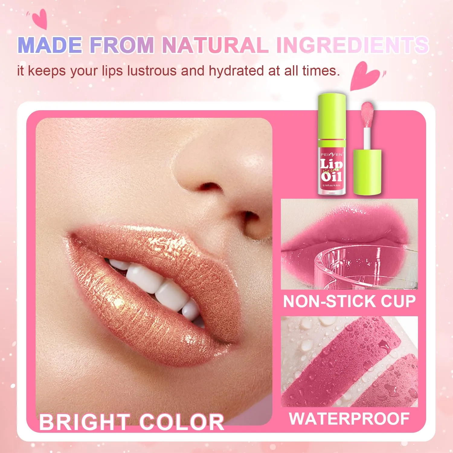 6 Colors Lip Gloss Set, Clear Lip Gloss and Glow Lip Oil for Woman, Moisturizing and Hydrating Lip Gloss Pack, Non-sticky Fat Oil Lipgloss