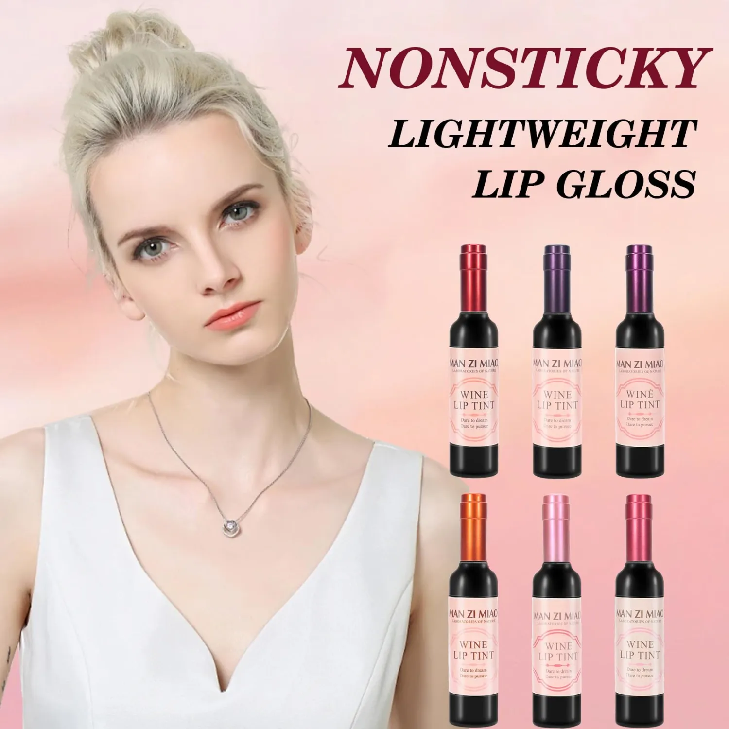 Wine Lip Tint Gloss Set Wine Bottle Lip of 6 Colors for Women Long-Lasting with Non-Drying Formula for Soft Natural Lips Daily & Party Makeup Kit Feather-Light Waterproof Stain Set