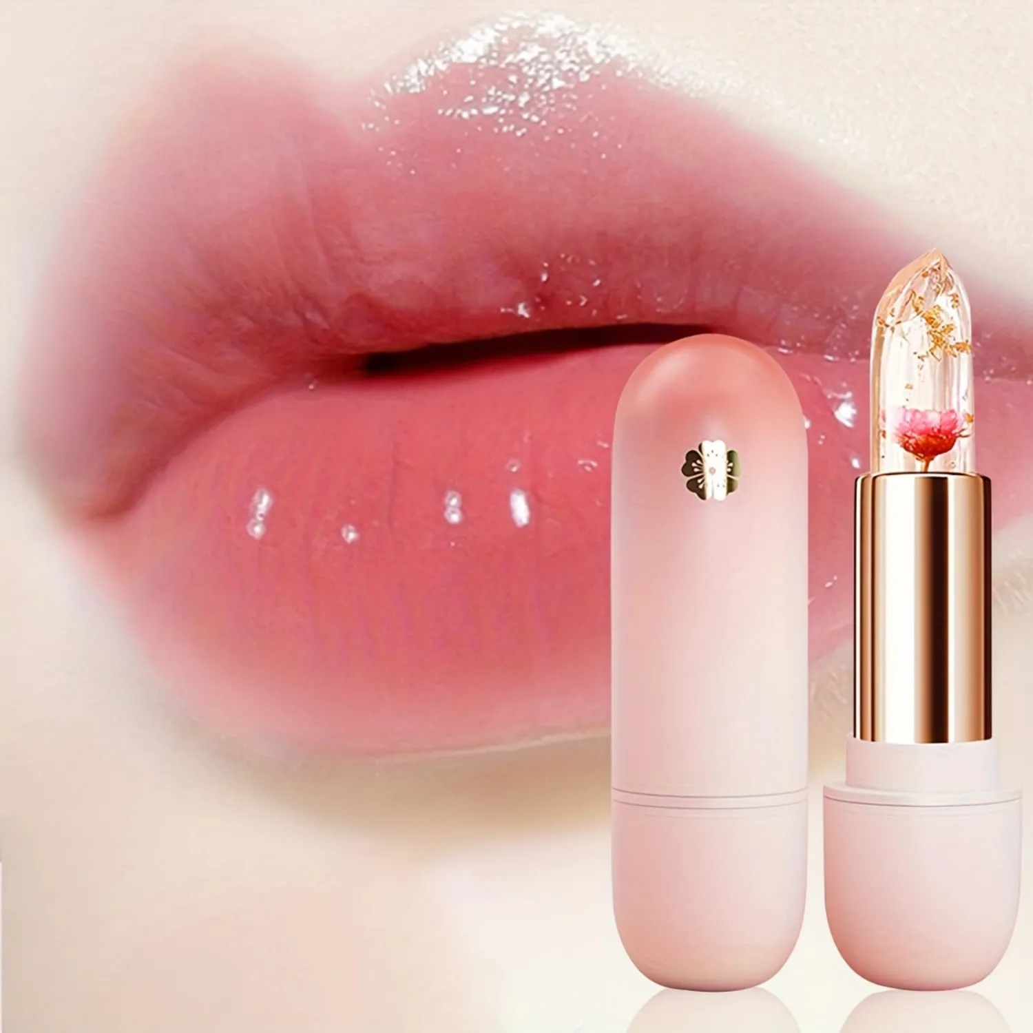 3 Pcs Flower Lipsticks Clear Jelly Lip Tint Set with Temperature Change Color and Moisturizing Lip Gloss for Women Gift
