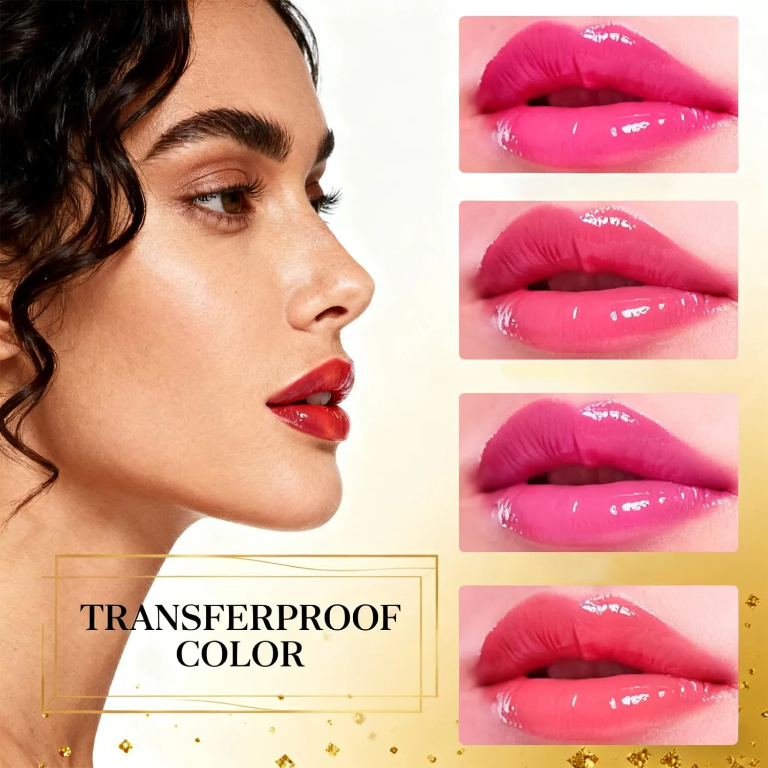 Sulily 2Pcs Transferproof Color Changing Lipstick, Gold Crystal pH Color-Changing Lipstick 24 Hours Long Lasting & Moisturizing Lip Gloss, Clear Lip stick for Women, Birthday Galentines Day Gifts