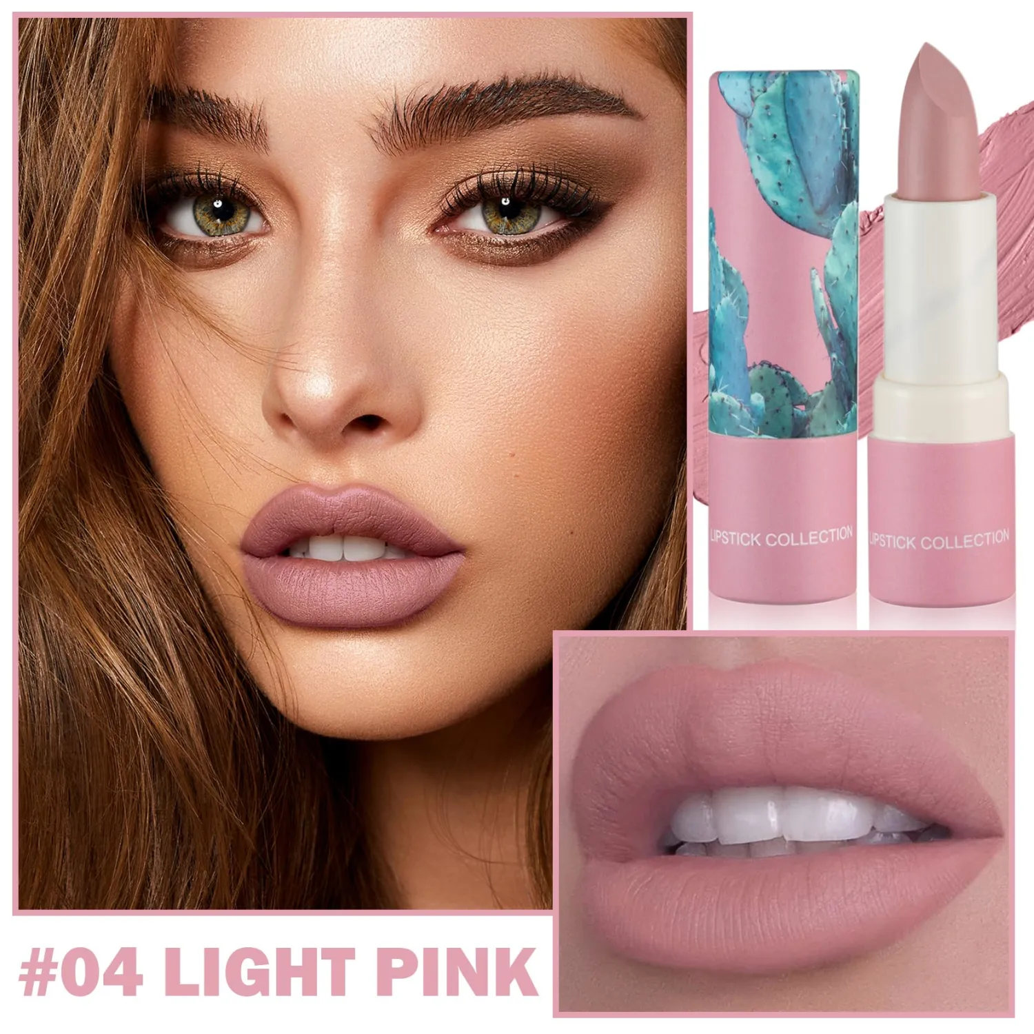 2PCS Matte Nude Lipstick Set Velvet Lip Gloss Nude Lip Stain Paper Tube Lipsticks Non-Stick Cup Waterproof Long Lasting Matte Lipstick for Women Daily Professional Lip Makeup-Light Pink