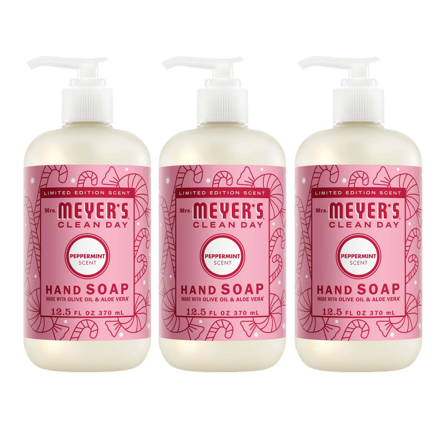 Mrs. MEYER'S Clean Day Liquid Hand Soap, Peppermint, 12.5 oz (Pack of 3)