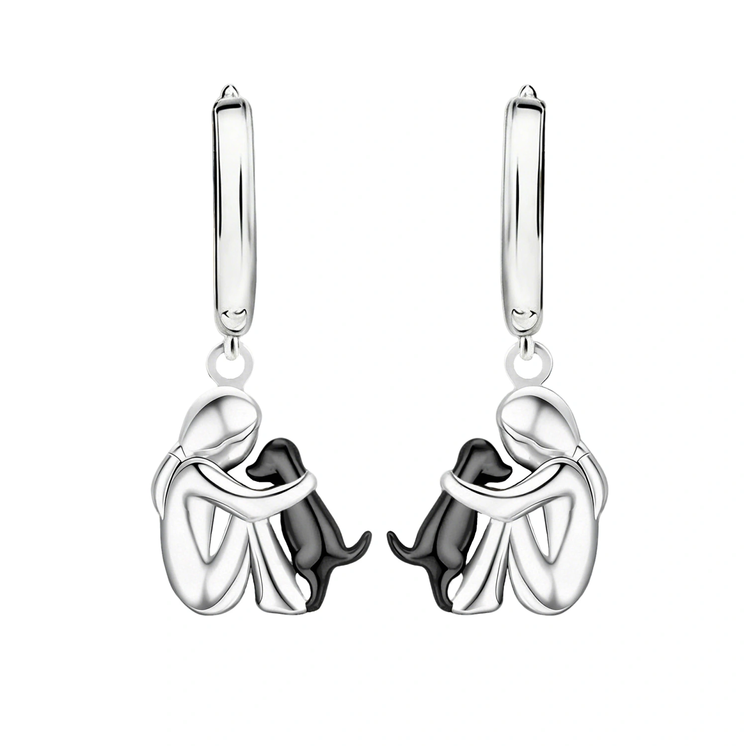 Girl And Kitten Hugging Ear Clips